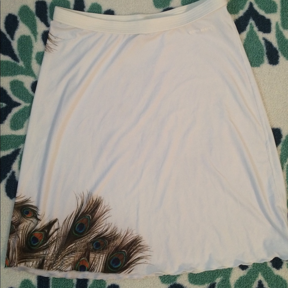 Aaron Chang beach skirt with peacock feather print